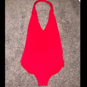 American Apparel Red Halter Body Suit Size Medium